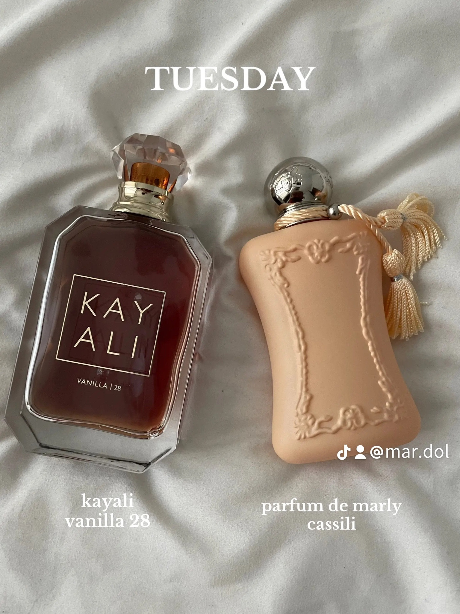 kayali vanilla 28 + parfum de marly cassili 

cassili comes on sale often! 