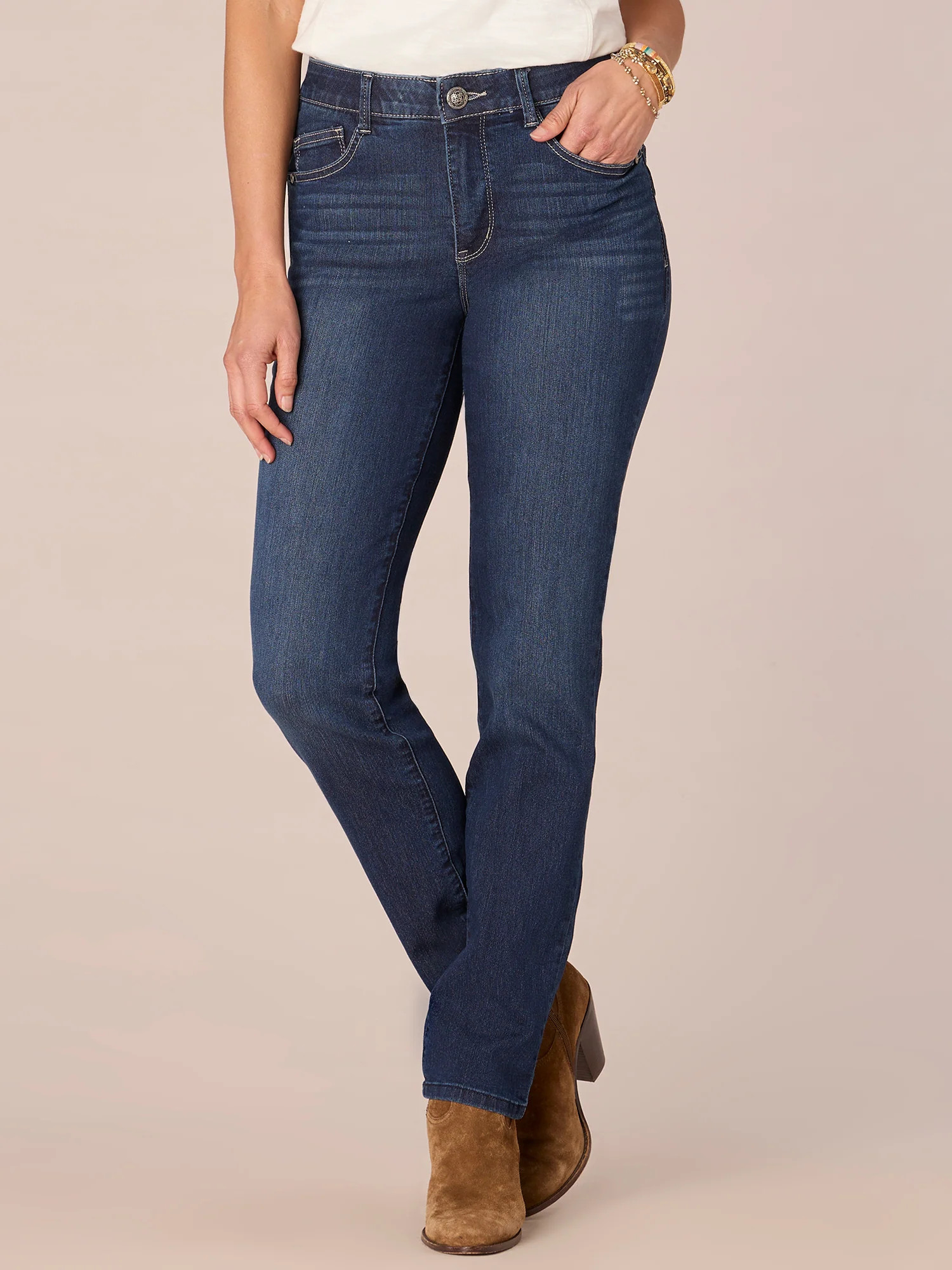 "Ab"solution® Petite High Rise Straight Leg Indigo Jeans | Democracy Clothing