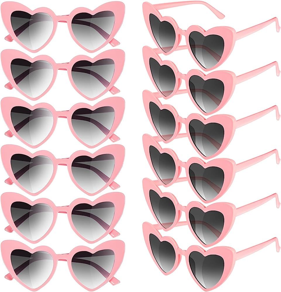 12 Pairs Heart Shaped Sunglasses Bachelorette Heart Sunglasses Pack Vintage Cat Mod Retro Eyeglas... | Amazon (US)