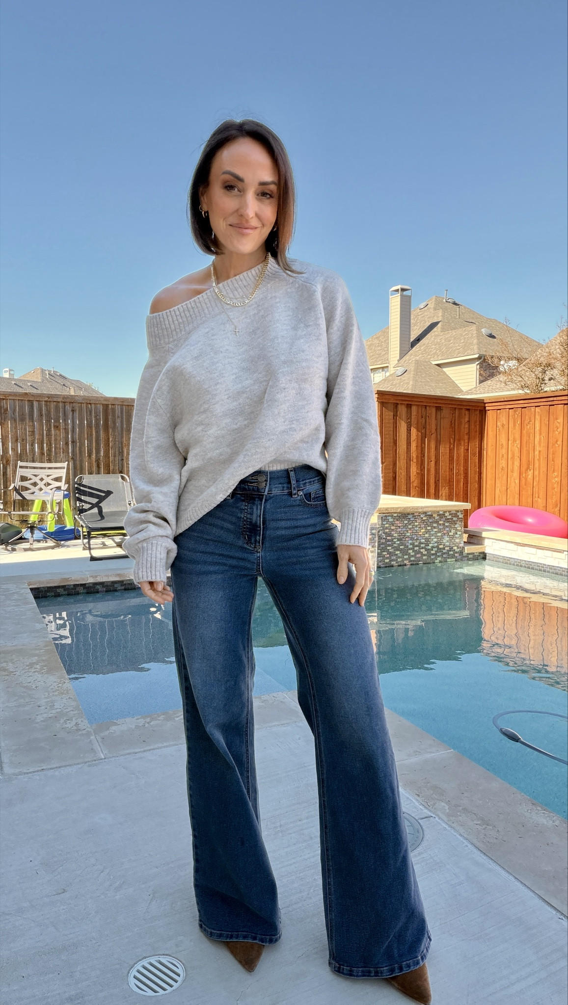 S off shoulder sweater top, 2 R jeans lots of stretch, really could have done a 0 but not available and my go to boots for the season 

#LTKootd #LTKOver40 #LTKSaleAlert