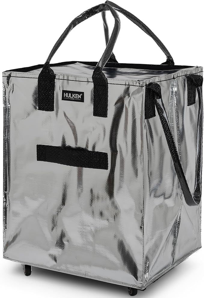 (Large, Silver) Reusable Grocery Bag On Wheels, Shopping Trolley, Rolling Tote, Zipper Closure, L... | Amazon (US)