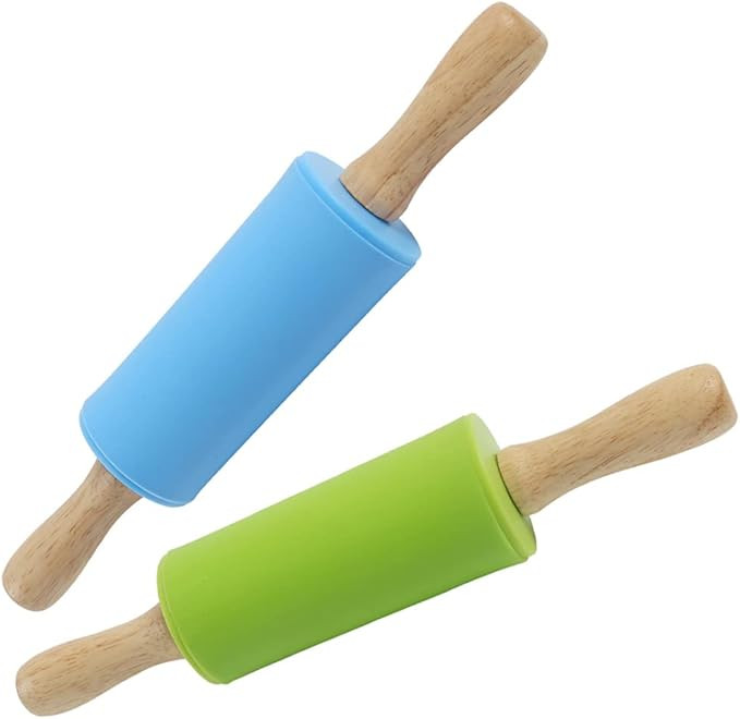 Amazon.com: Koogel 9 Inch Mini Rolling Pin, 2 Pcs Kids Rolling Pin Small Rolling Pin Handle Rolli... | Amazon (US)