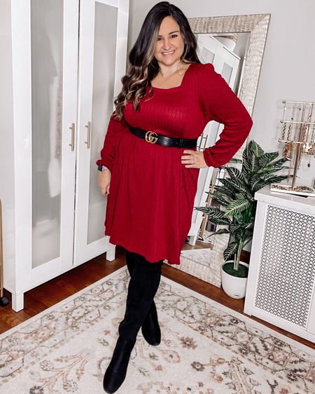Wearing an L in the long sleeved dress
Boots tts

Amazon outfit, amazon dress, over the knee boots, Valentine’s Day outfit, red dress

#LTKcurves #LTKSeasonal #LTKFind