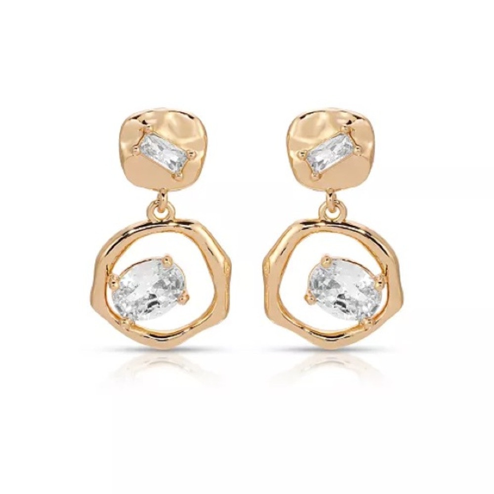 Ettika Organic Shape 18k Gold Plated Crystal Earrings | Poshmark