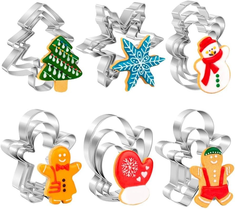 Christmas Cookie Cutter Set,18 Piece Stainless Steel Winter Christmas Cookie Cutters Shapes for B... | Amazon (US)