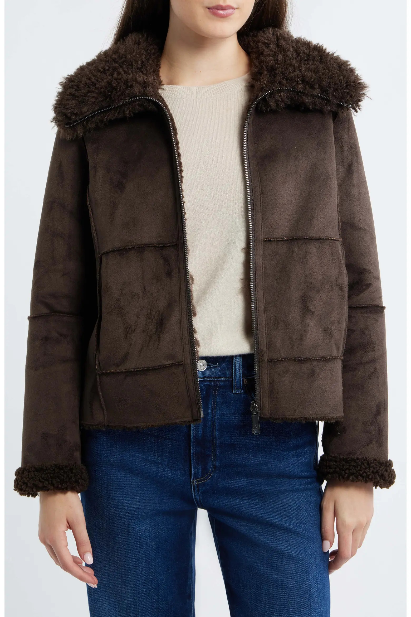 Zip Front Faux Shearling Jacket (Women) | Nordstrom | Nordstrom