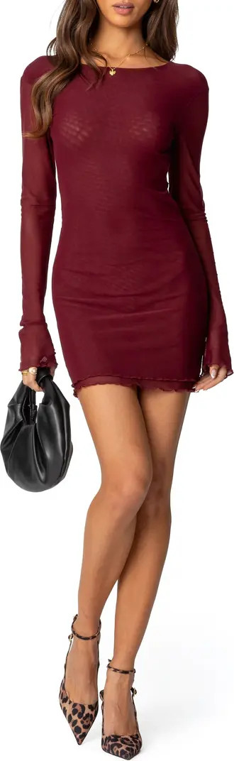 Long Sleeve Mesh Minidress | Nordstrom