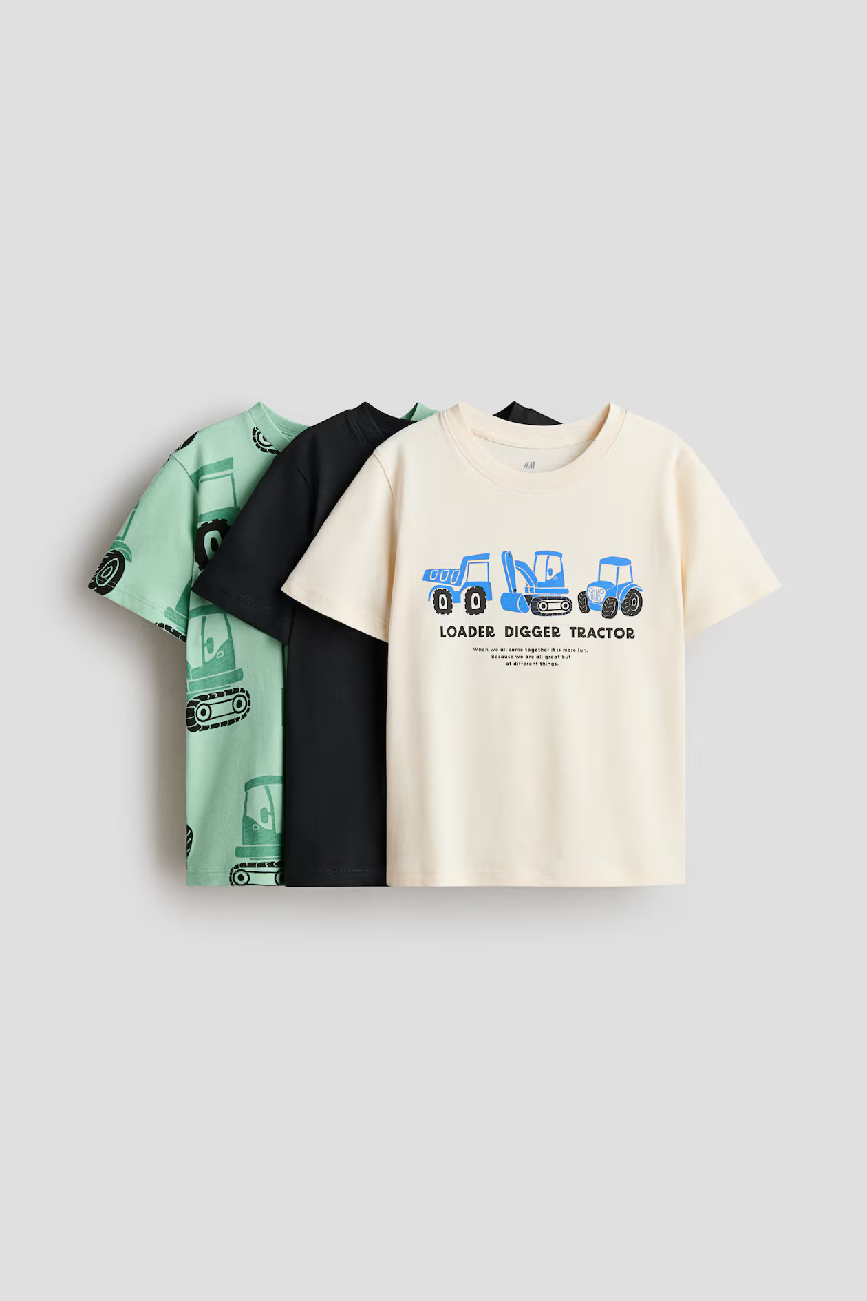 3-Pack Cotton T-Shirts - Cream/tractors - Kids | H&M US | H&M (US + CA)