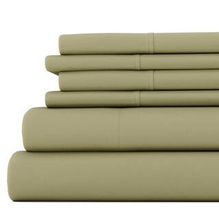 6-Piece Sage Solid Microfiber King Sheet Set | The Home Depot