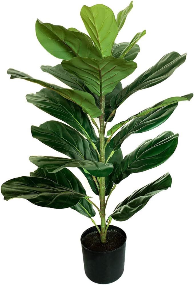 BESAMENATURE 30" Little Artificial Fiddle Leaf Fig Tree / Faux Ficus Lyrata for Home Office Decor... | Amazon (US)
