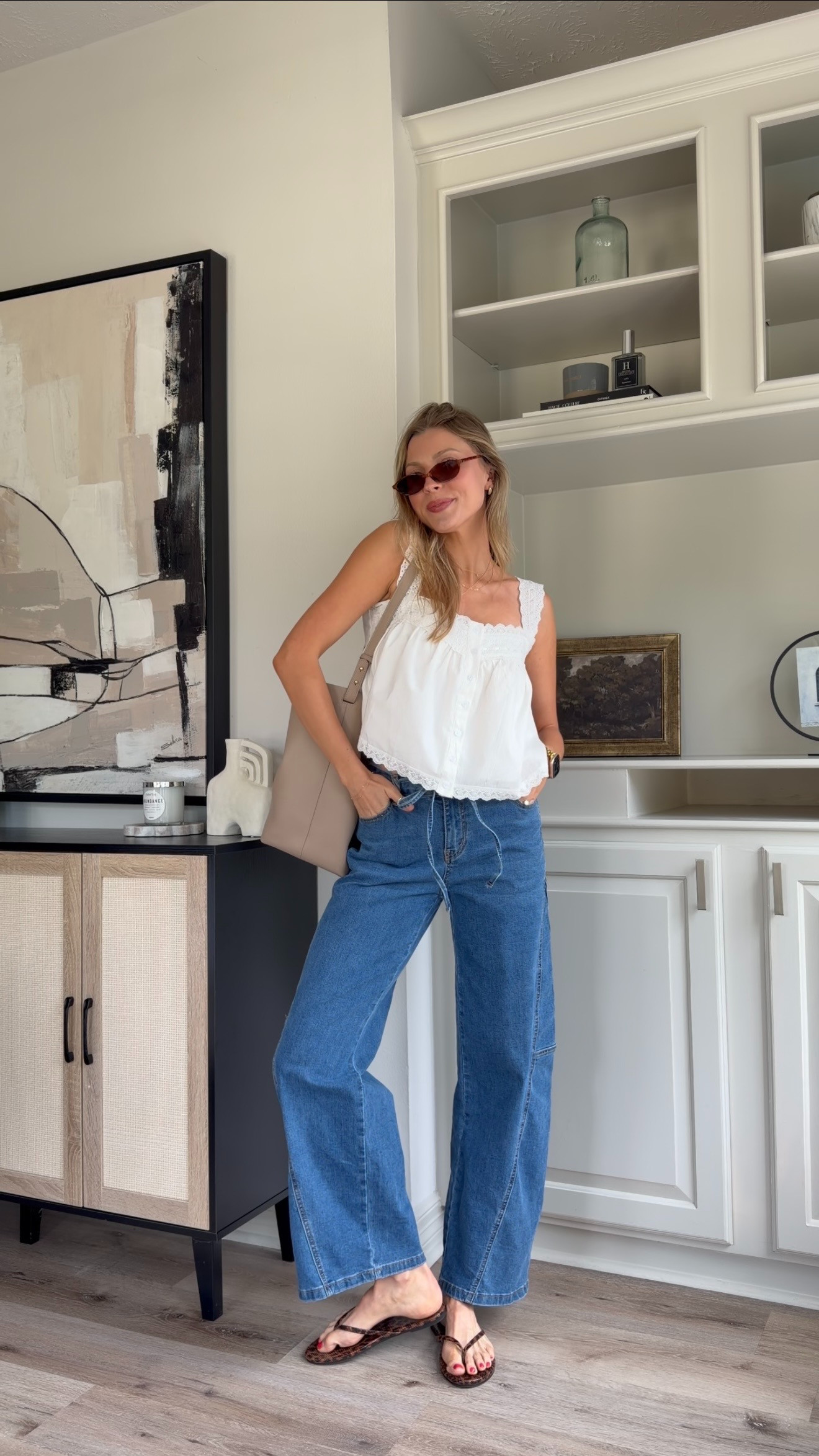 Comfortable summer outfit | S in white top, 4 in denim 

 