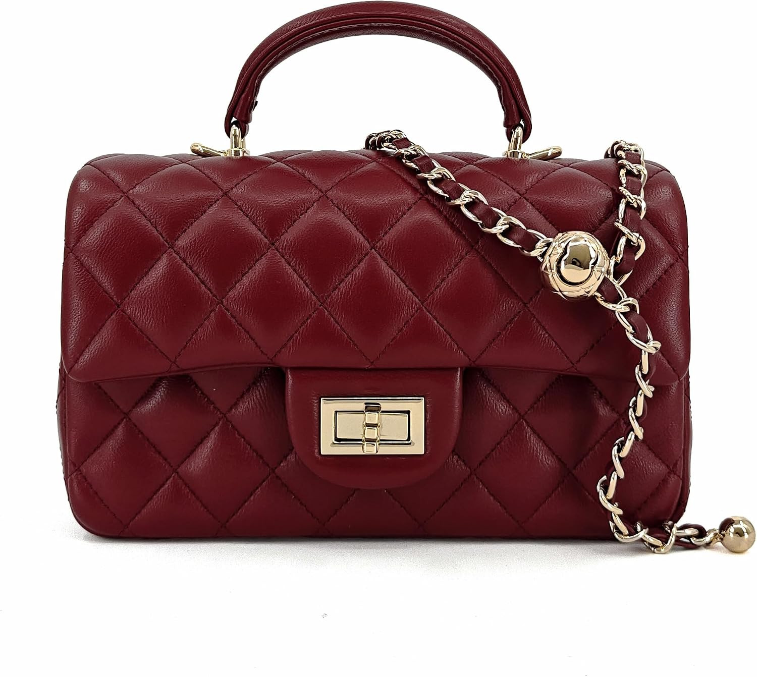 M-ioi-M Small Quilted Lambskin Evening Crossbody Bag with Top Handle | Amazon (US)