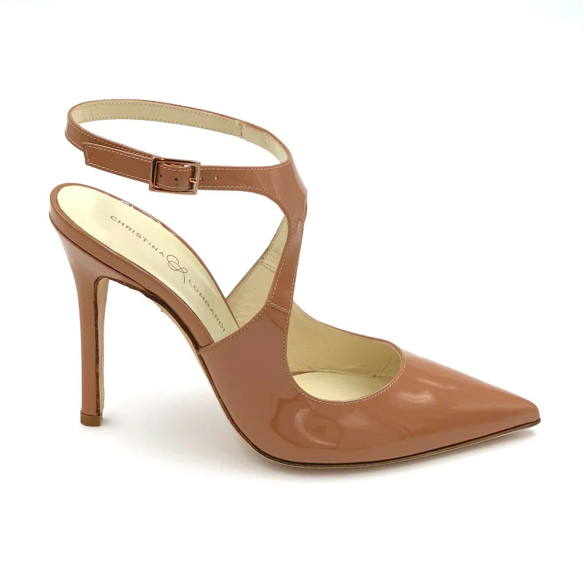 Nadia | Uniquely Shaped Heel with Ankle Strap - Christina Lombardi | Christina Lombardi