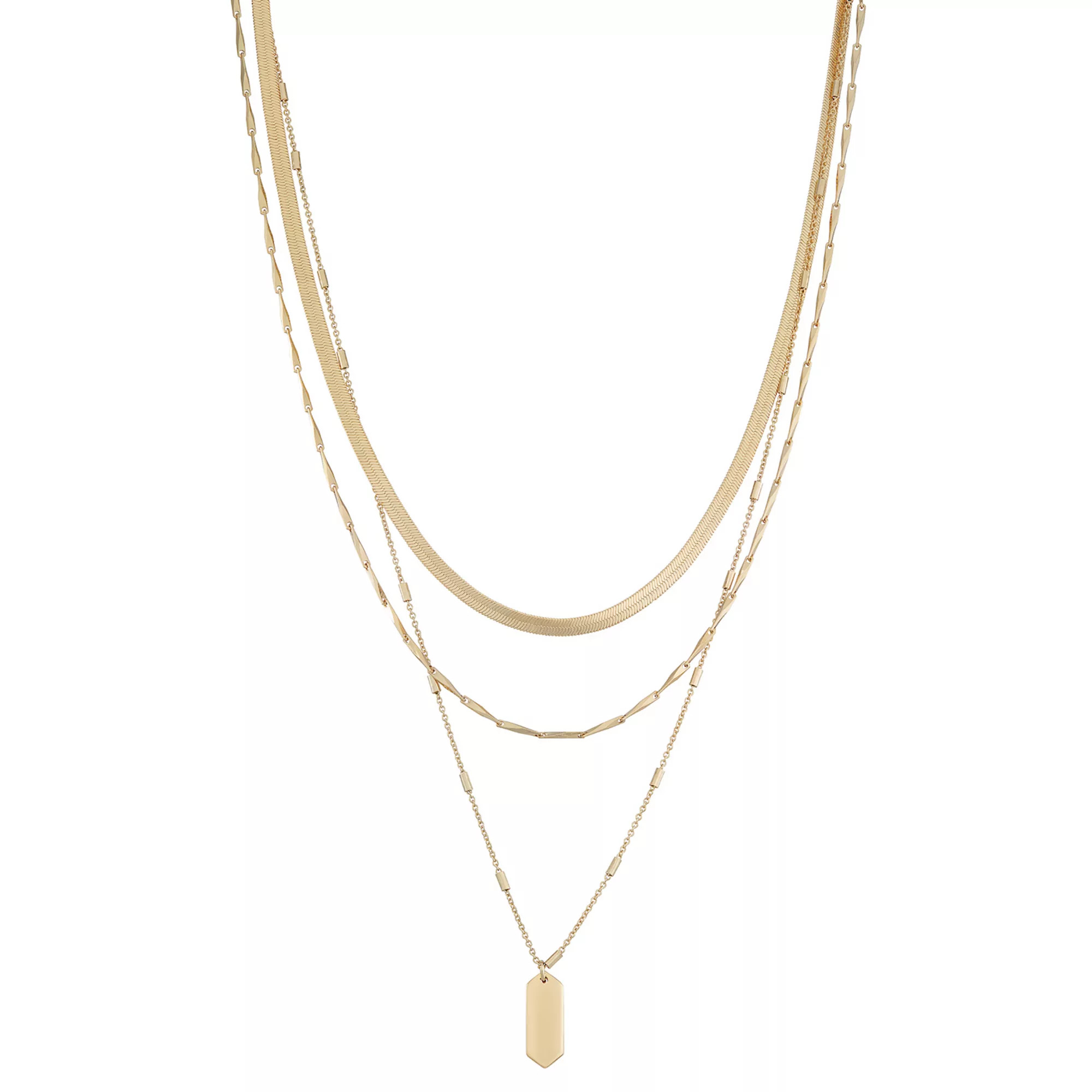 Nine West Three Row Gold Tone Necklace | Kohl's