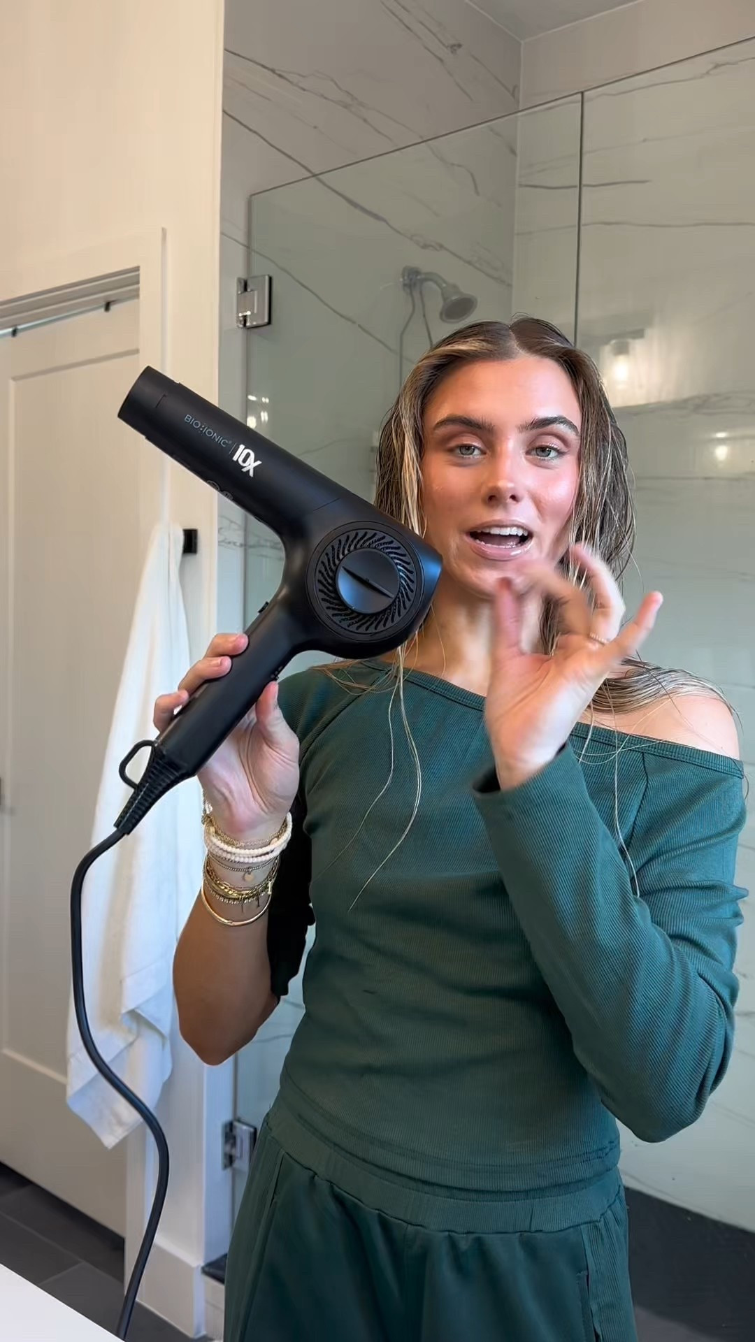color me impressed, this is the @bioionic 10X Dryer and it took me 12 minutes to full blow dry my hair from soaking wet to sleek, smooth, straight, dry hair 🤯 I always avoid hair dryers for the sole reason it takes too long but boy was I wrong! This hair dyer is next level because not only is it so effective but the technology also works to lock in your hair’s moisture for smooth, conditioned, salon‑worthy styles. 👏 It comes with different attachments and has multiple settings for heat and intensity along with a cool shock too! My favorite is the lock button on the back that keeps the setting when your hair slips over the heat buttons! 

#BiolonicPartner #blowdryer #hairtutorial #hairhack #blowdrytutorial 


#LTKBeauty #LTKStyleTip #LTKGiftGuide