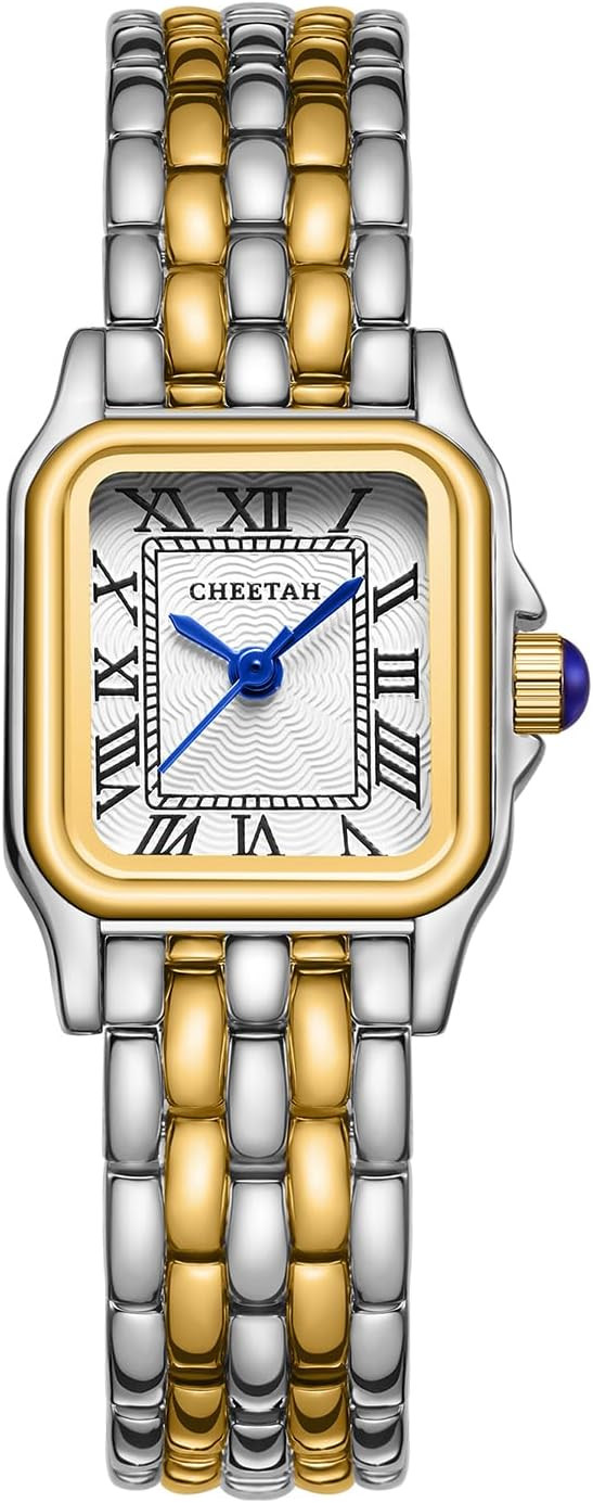 CHEETAH Gold Watches for Women with Small Vintage Bracelet, Rectangular Case Roman Dial | Amazon (US)