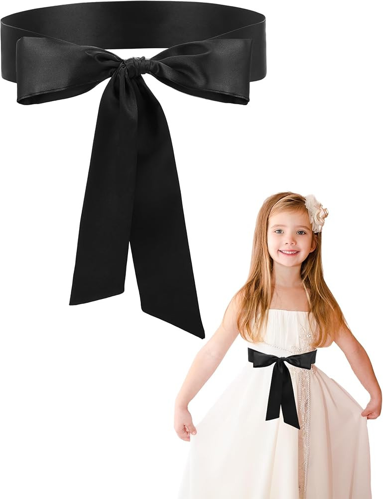 Satin Sash Belt for Girls Flower Girl Sash Long Waist Belts for Wedding Party Special Occasion 2'... | Amazon (US)