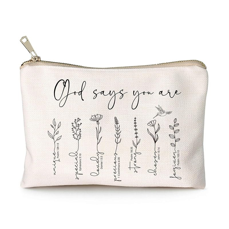 God Says You Are Cosmetic Bag, Christian Makeup Bag Bible Verse Floral Bible Verse Makeup Case fo... | Amazon (US)