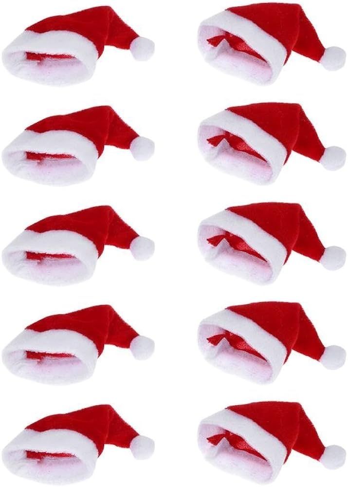 ONEYIM 10pcs Mini Santa Hat Wine Bottles Cover Home Christmas Decor | Amazon (US)