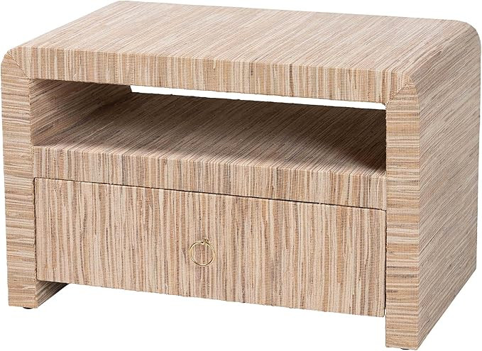 bali & pari Hannah Natural Grasscloth Nightstand, 1-Drawer | Amazon (US)