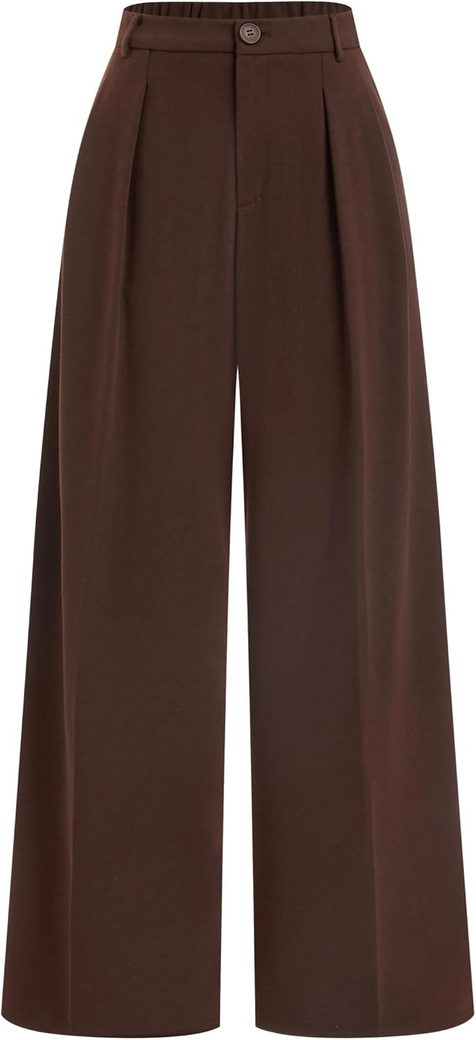 CIDER Plaid Wide Leg Pants for Women Checkered Pants Business Trousers | Amazon (US)