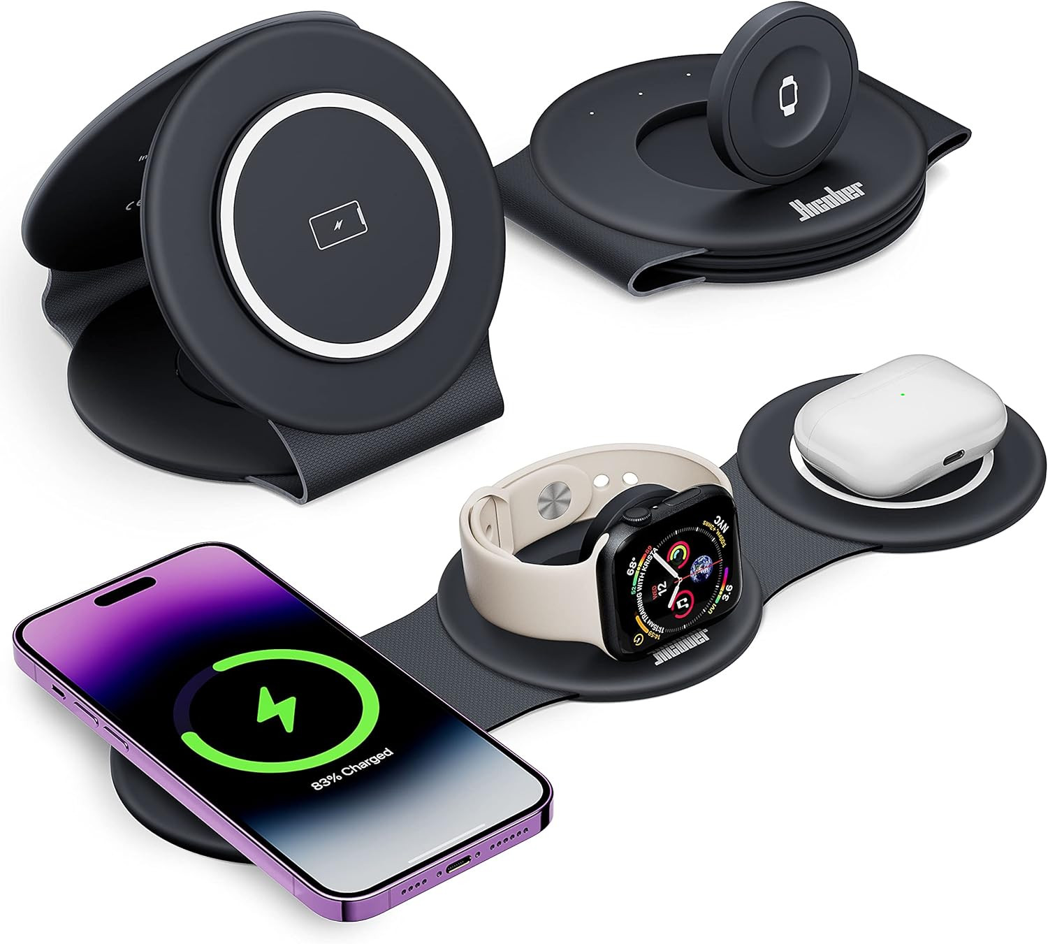 3 in 1 Charging Station for Apple Multiple Devices, Hicober Travel Wireless Charger for Magsafe C... | Amazon (US)
