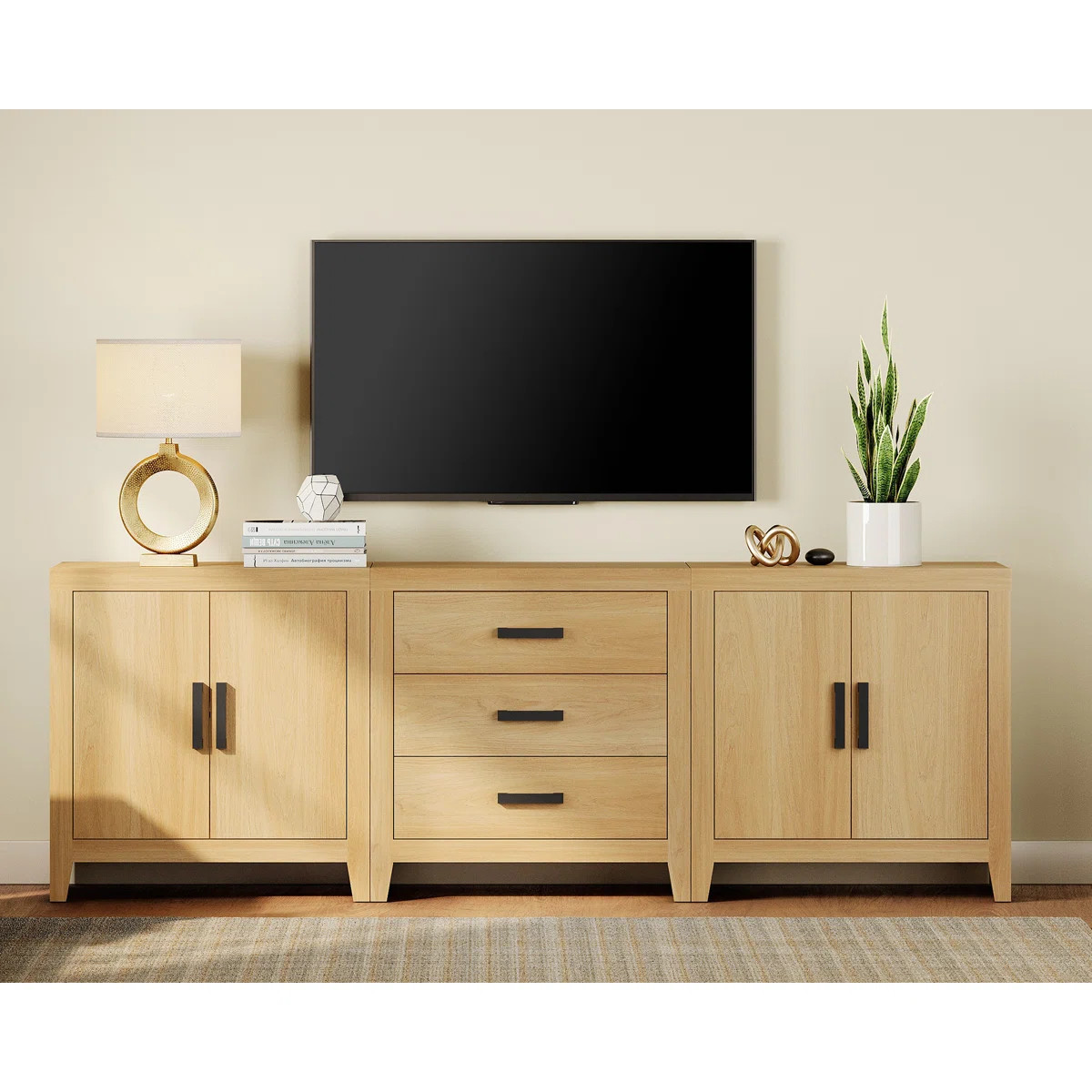 Eaton 3-Piece Modular Sideboard With Drawers & Doors, Weathered Oak Farmhouse Storage Cabinet For... | Wayfair North America