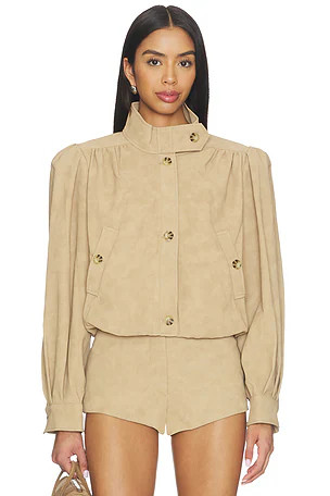 Leon Vegan Leather Jacket in Soft Beige | Revolve Clothing (Global)
