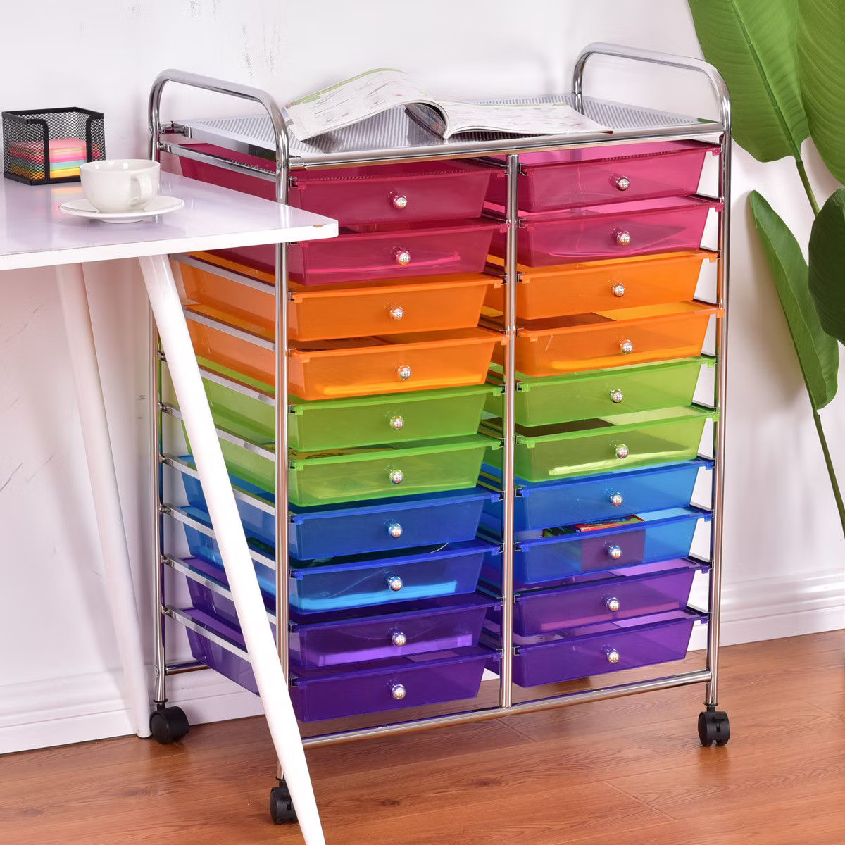 Costway 20 Drawer Rolling Storage Cart Scrapbook Paper Office School Organizer | Target
