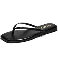 Flip Flops for Women Square Toe Flat Sandals for Women Comfortable Thong Sandals Vegan Leather Fl... | Amazon (US)