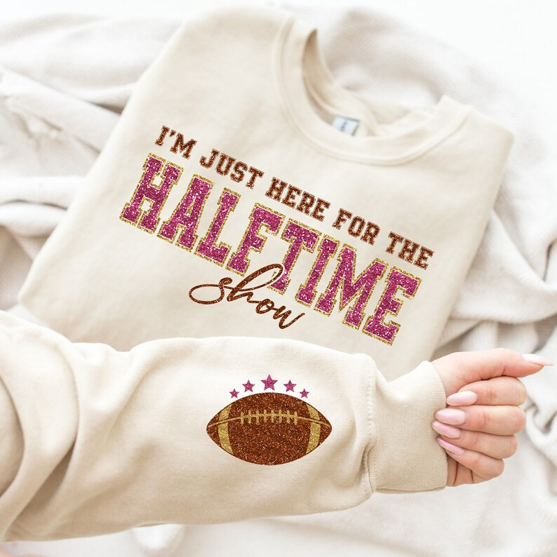 Just Here For Halftime Show Sparkly Sweater, Superbowl Sweatshirt, Game Day Crewneck, Halftime Sh... | Etsy (US)