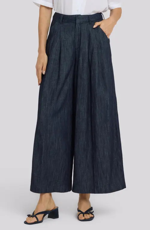 NYDJ Giselle Pleated Wide Leg Ankle Jeans in Dark Indigo at Nordstrom, Size 2 | Nordstrom