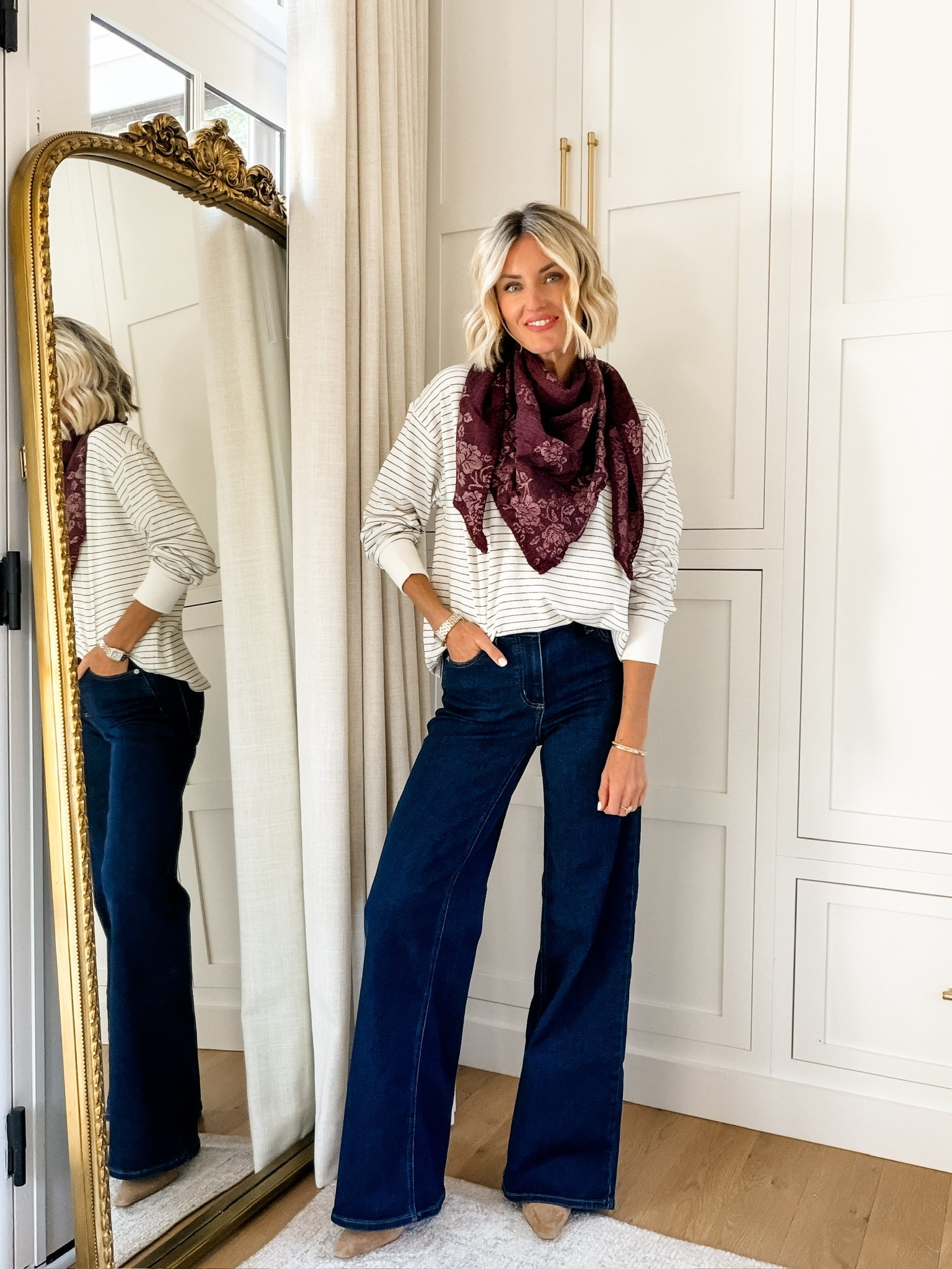 These dark wash jeans are under $30, and they are truly a fall staple! I’m so impressed with them! Wearing S/2

Loverly Grey, Target, wide leg jeans, dark wash denim, fall staples
