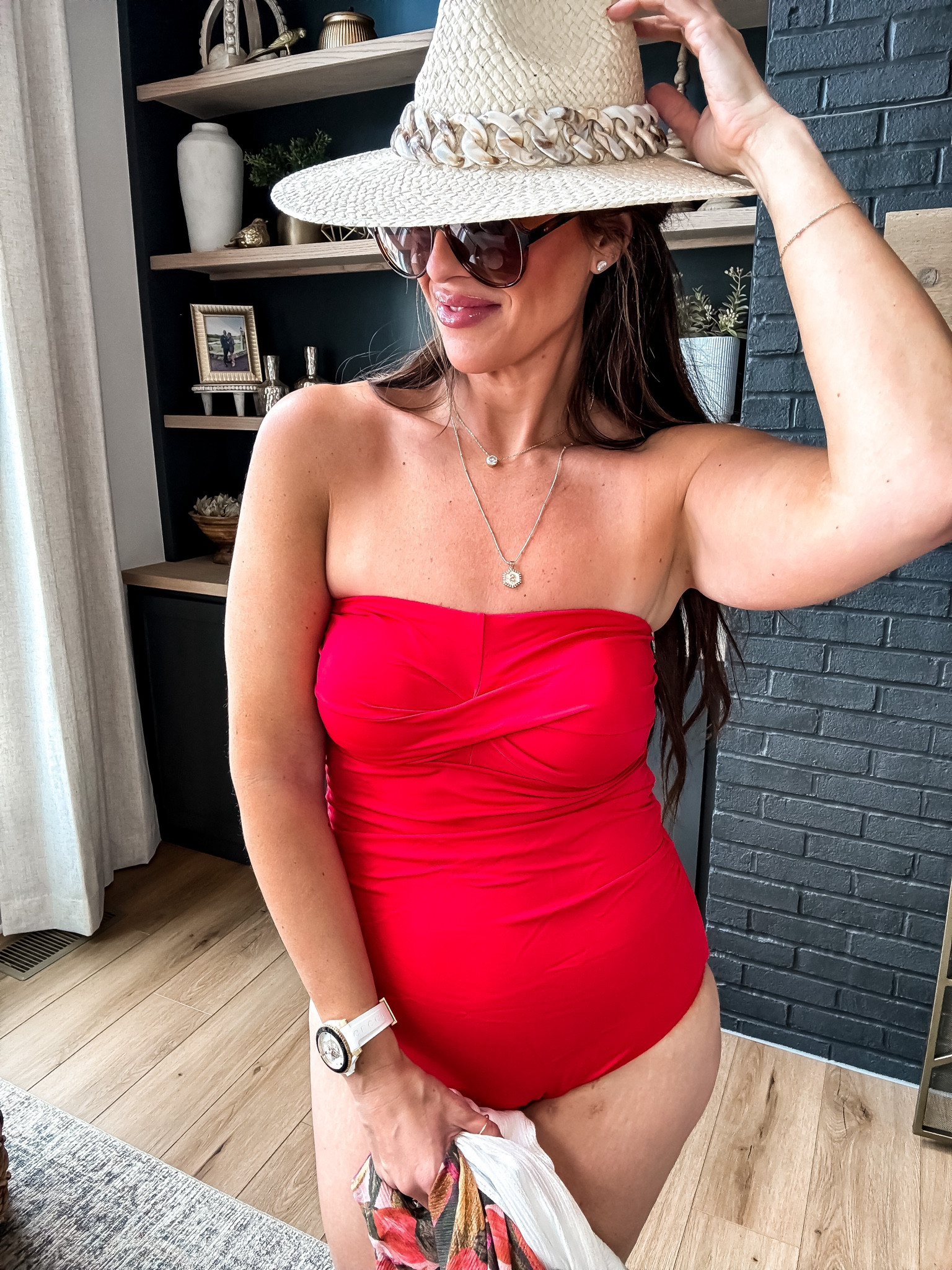 Sz large swimsuit
Coverups 
Beach hat 

#LTKmidsize #LTKfindsunder50 #LTKswim