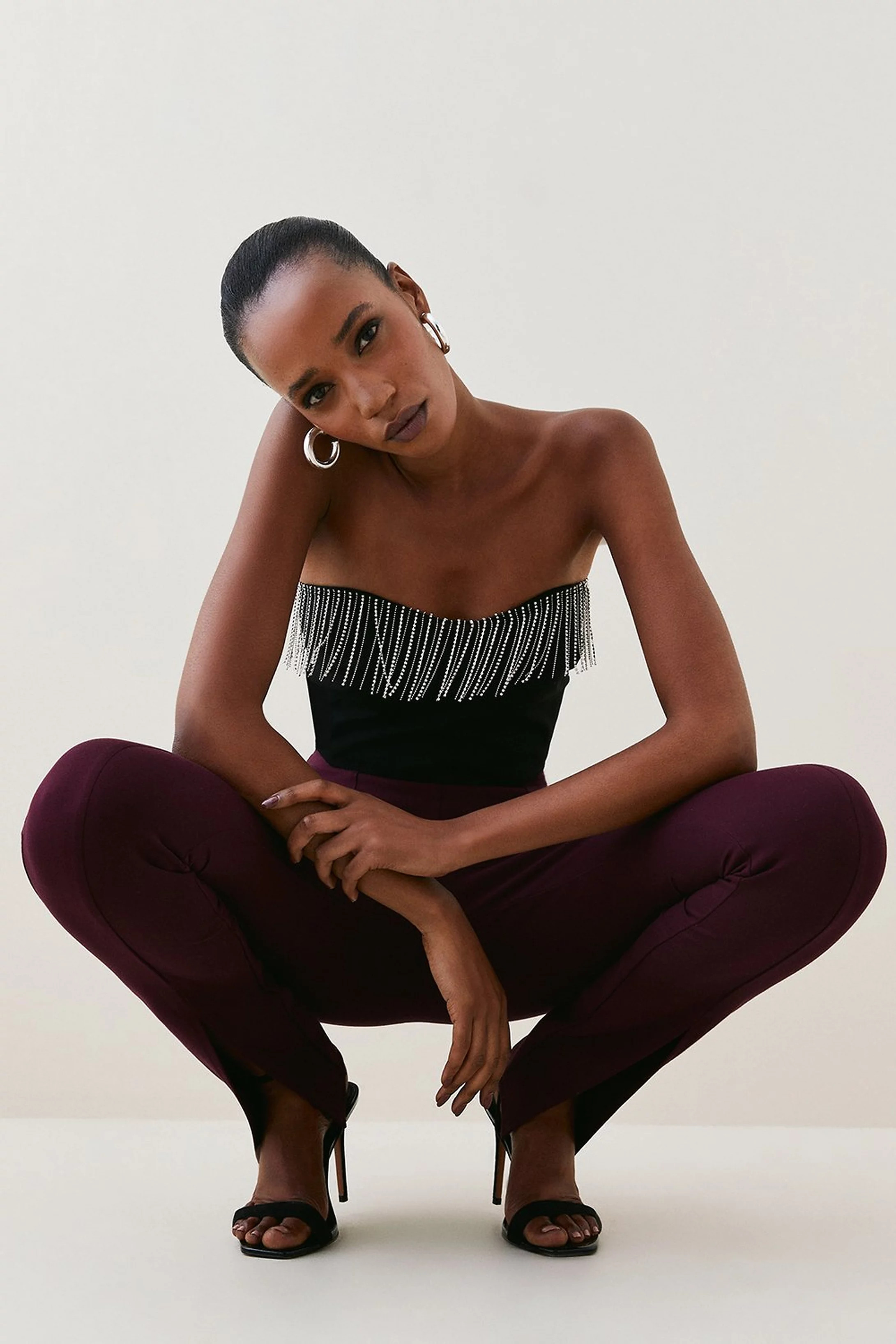 Ponte High Rise Split Front Legging | Karen Millen UK + IE + DE + NL