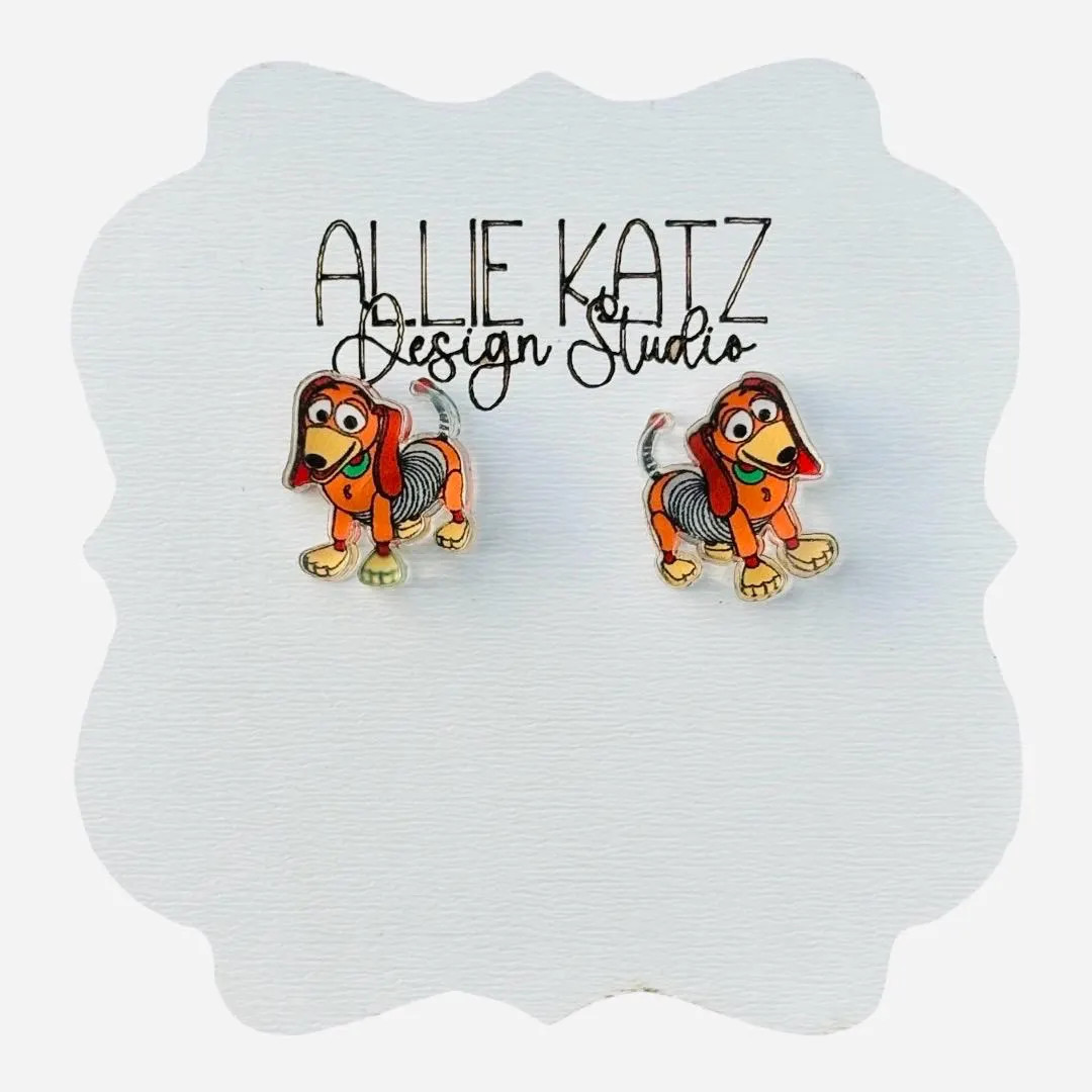 Slinky Dog Stud Earrings: Toy Story Inspired, Hypoallergenic Acrylic - Etsy | Etsy (Global)