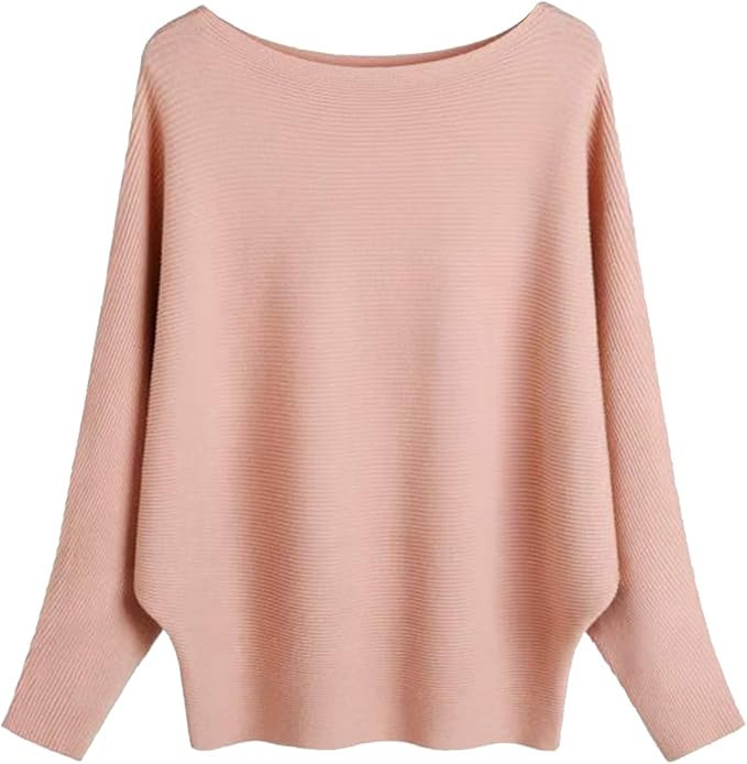 GABERLY Boat Neck Batwing Sleeves Dolman Knitted Sweaters and Pullovers Tops for Women | Amazon (US)