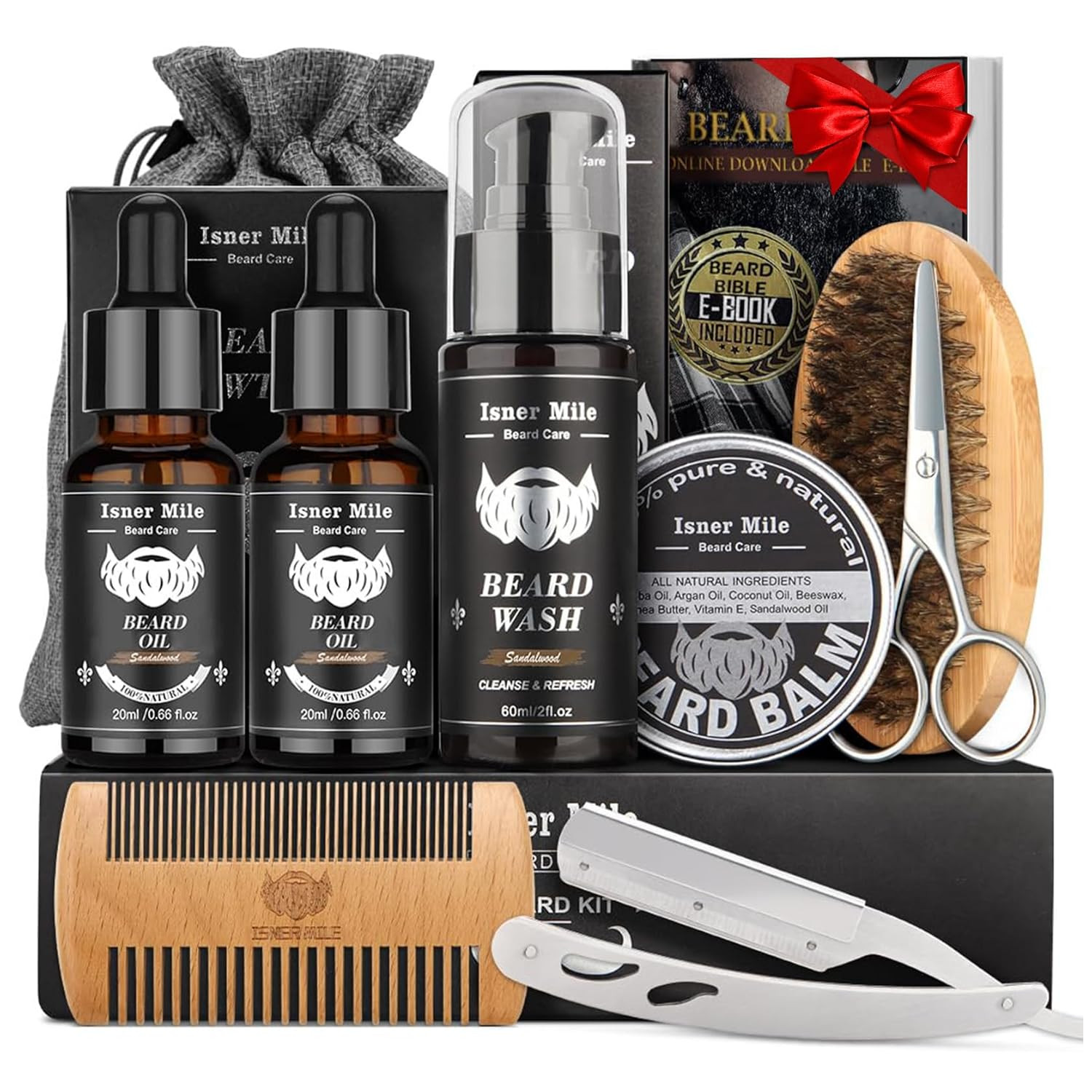 Isner Mile Beard Grooming Kit for Men: Trimming Sets with Beard Wash/Shampoo - Oil - Balm - Brush... | Amazon (US)
