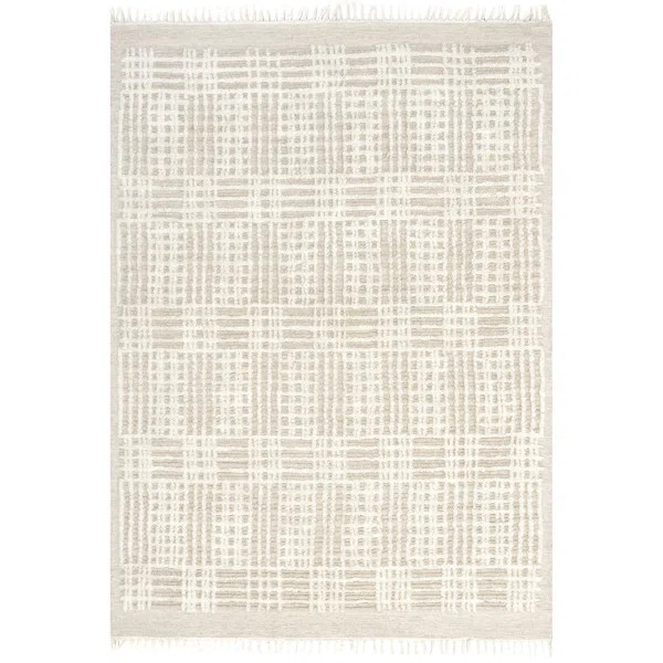 Arvin Olano x Rugs USA Crissy Crosshatch Shag Wool Beige Area Rug | Wayfair North America