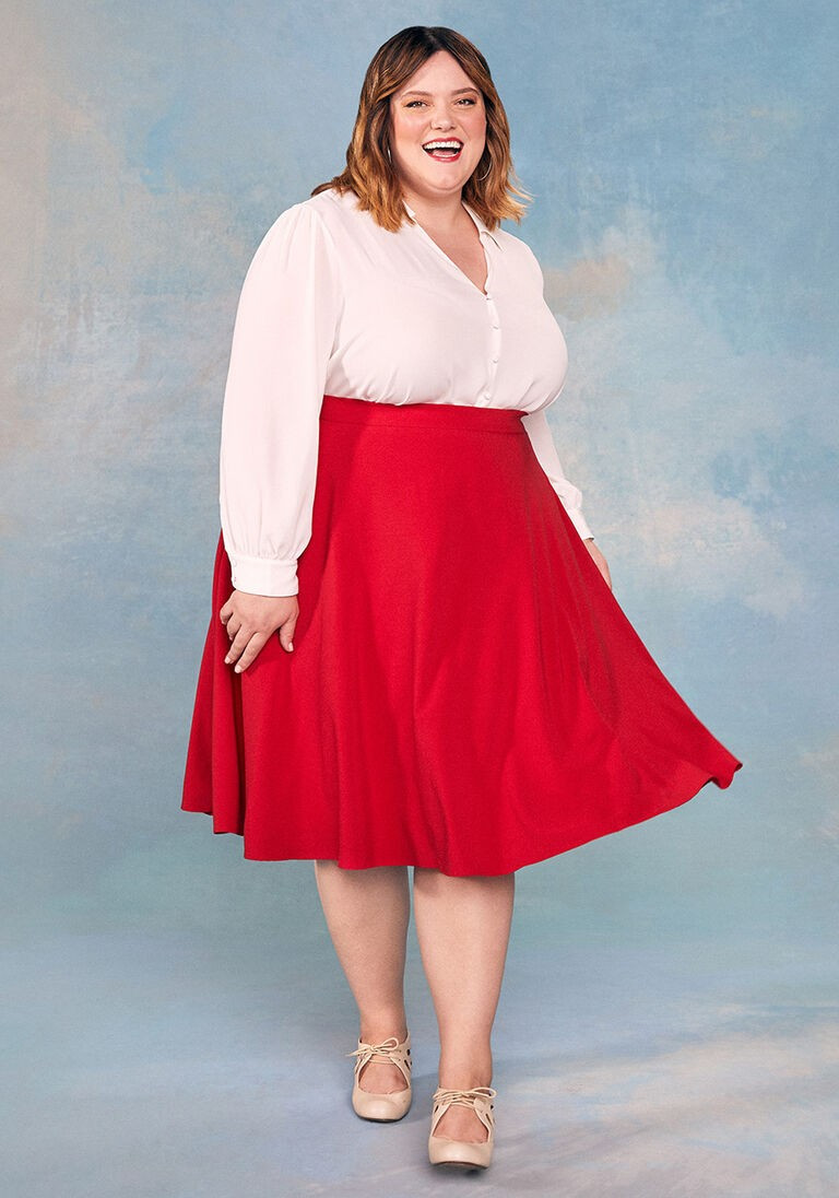 Just This Sway Cotton A-Line Skirt in XS - Full Skirt Mid Vintage Inspired by ModCloth | Modcloth