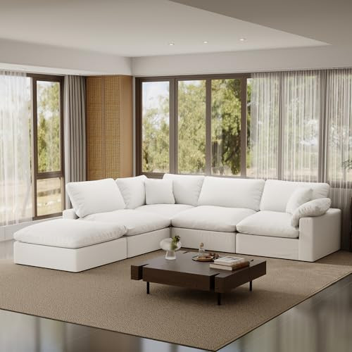 Forest aesthetics Cloud Modular Sectional Sofa,143" Down Filled Sofa 4 Seat with Chaise,Minimalist Sofa Cover Washable and Replaceable Couches for Living Room,Sectional Sofa Deep Seat | Amazon (US)