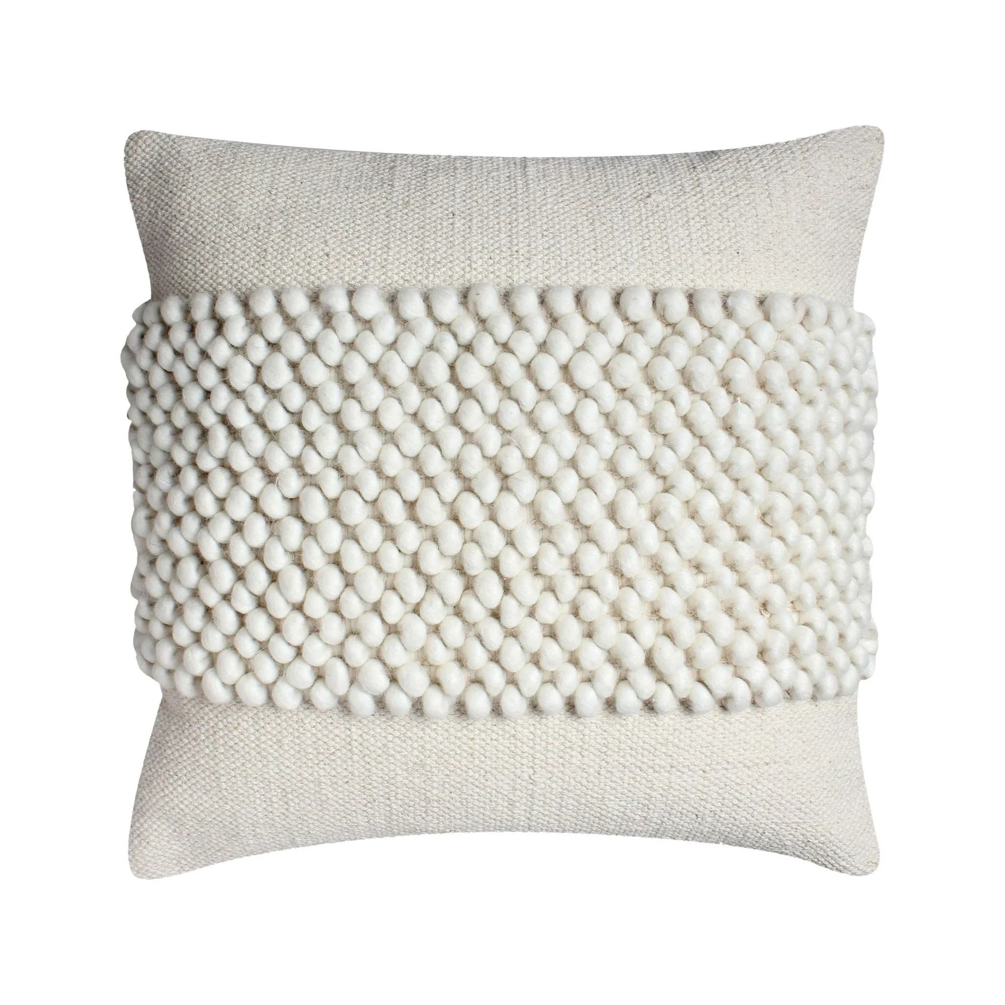 20 x 20 Square Cotton Accent Throw Pillow, Textured Dotted Fabric Details, White | Walmart (US)