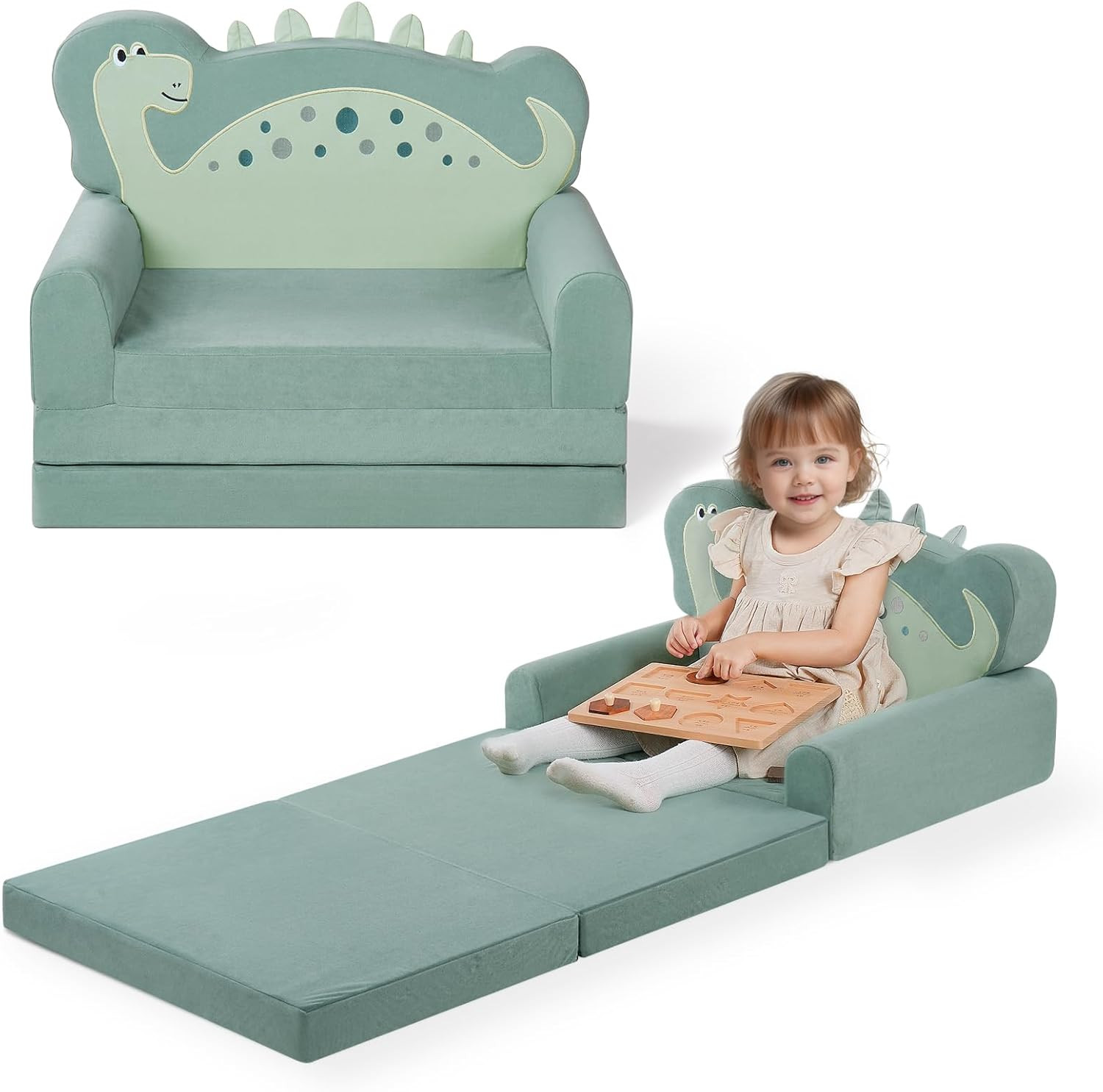 Blissful Diary Kids Couch, 2-in-1 Soft Toddler Couch Fold Out, Toddler Chair Comfy, Convertible S... | Amazon (US)