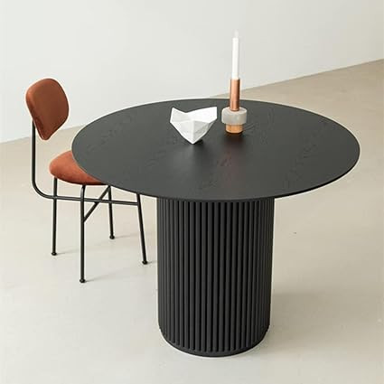 Black Solid Wood Dining Table, BIGMAII Round Kitchen Table, Wooden Pedestal Dining Room Table Res... | Amazon (US)