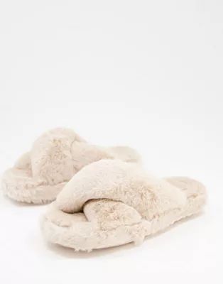 Ted Baker Lopply crossover slipper in cream | ASOS (Global)