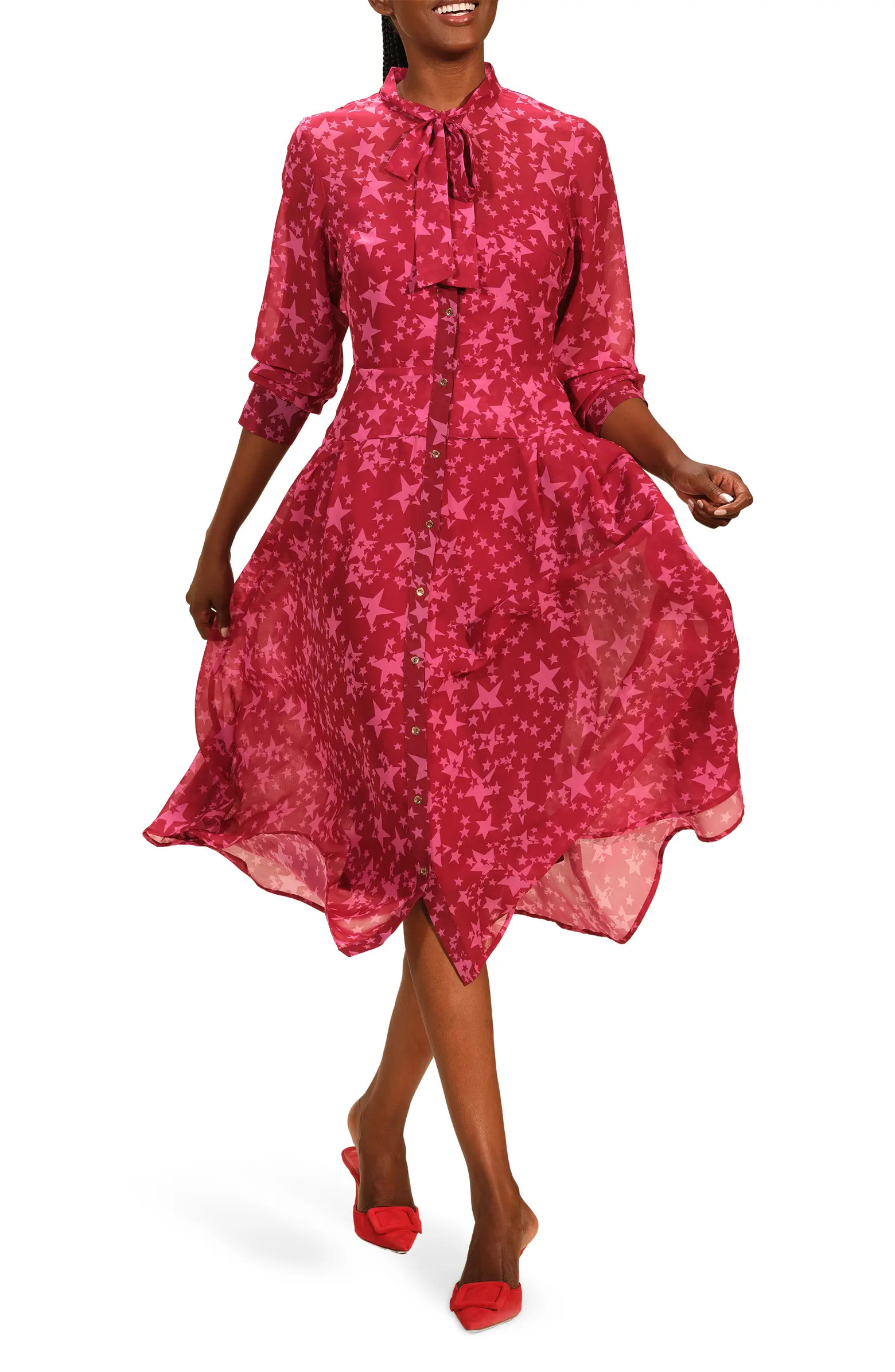 Star Print Long Sleeve Shirtdress | Nordstrom