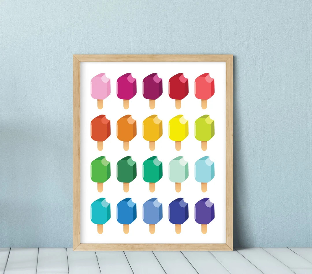 Popsicle Print, Ice Cream Art Print, Kitchen Wall Art, Colorful Kids Room, Colorful Pop Art Print... | Etsy (US)