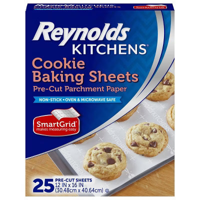 Reynolds Kitchens Cookie Baking Sheets Pre-Cut Parchment Paper - 25ct/33.33sq ft: Heat-Resistant, BPA-Free, Oven-Safe | Target