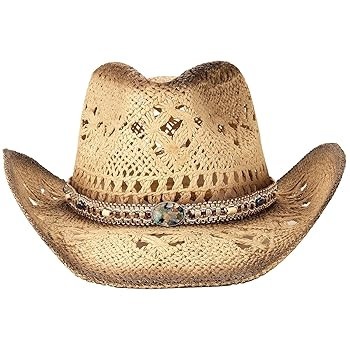 Men's Women's Straw Cowboy Hat Cowgirl Woven Sun Hat Western Cowboy Hat Two Decorative Bands | Amazon (US)