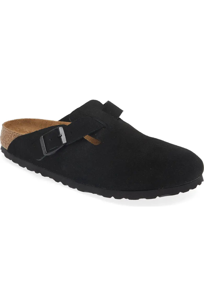 Birkenstock Boston Soft Footbed Clog in Black Suede at Nordstrom, Size 5-5.5Us | Nordstrom